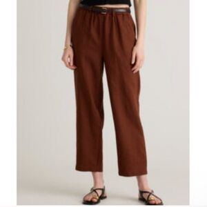 Quince 100% European Linen Tapered Ankle Pants Trousers Chocolate Size L
